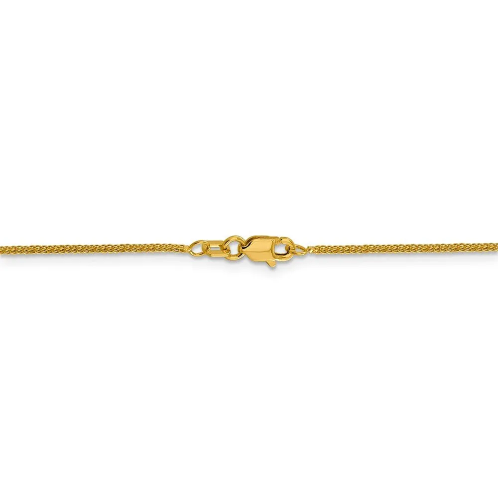 0.8mm 14k Yellow Gold Diamond Cut Square Wheat Chain Necklace