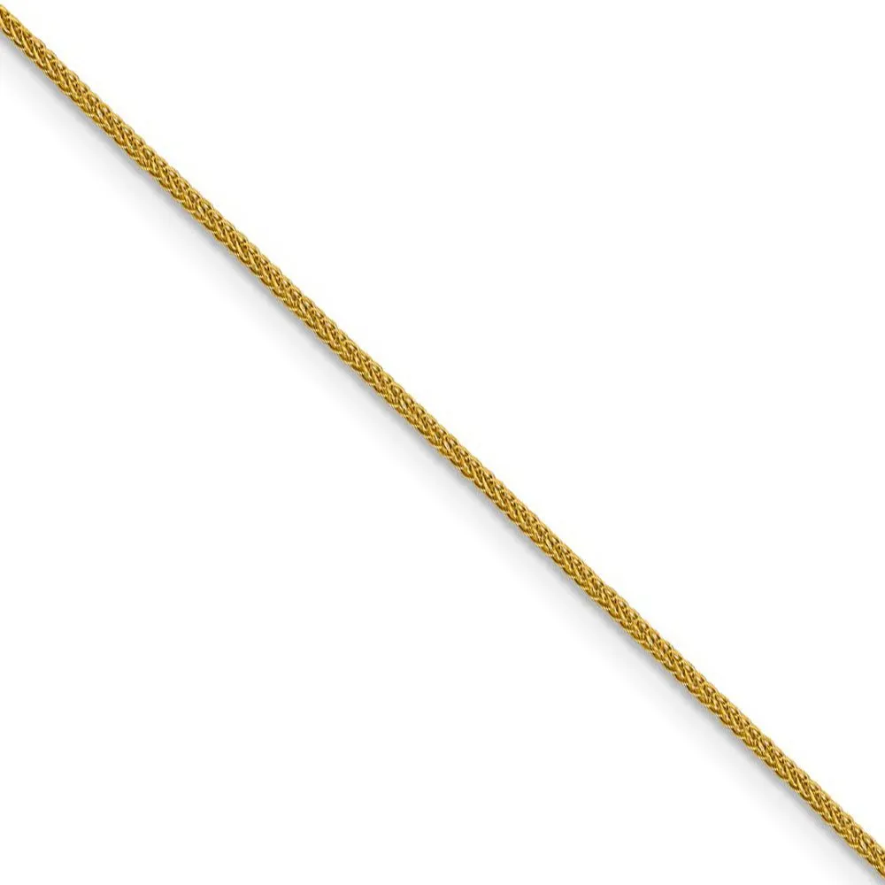 0.8mm 14k Yellow Gold Diamond Cut Square Wheat Chain Necklace