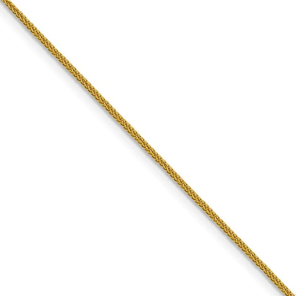 0.8mm 14k Yellow Gold Diamond Cut Square Wheat Chain Necklace