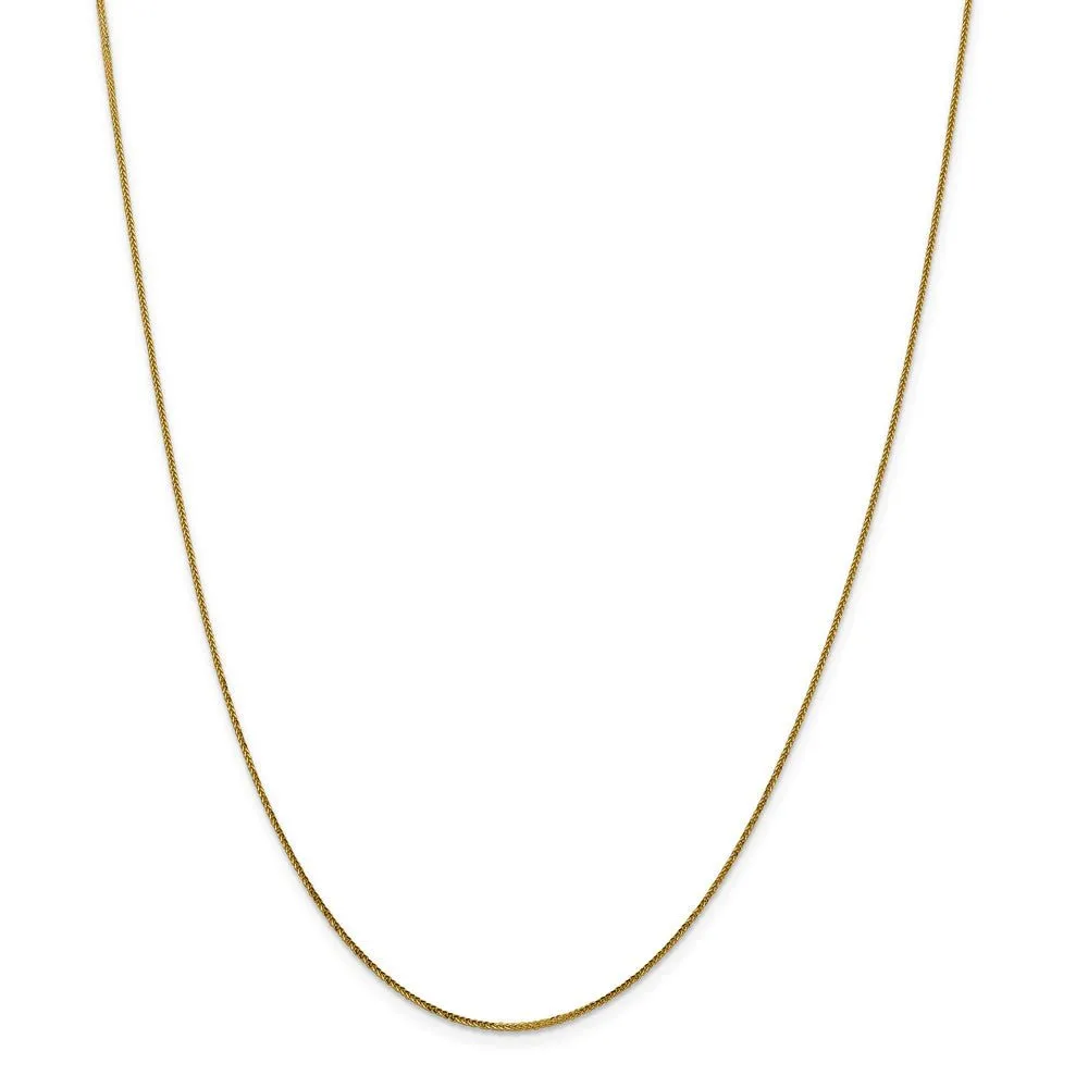 0.8mm 14k Yellow Gold Diamond Cut Square Wheat Chain Necklace