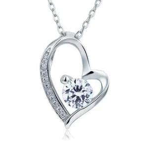 1 Carat Created Zirconia Heart 925 Sterling Silver Pendant Necklace MXFN8033