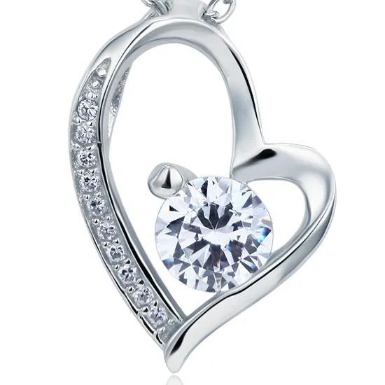 1 Carat Created Zirconia Heart 925 Sterling Silver Pendant Necklace MXFN8033