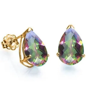 1.14 CT MYSTIC GEMSTONE 10KT SOLID GOLD EARRINGS STUD