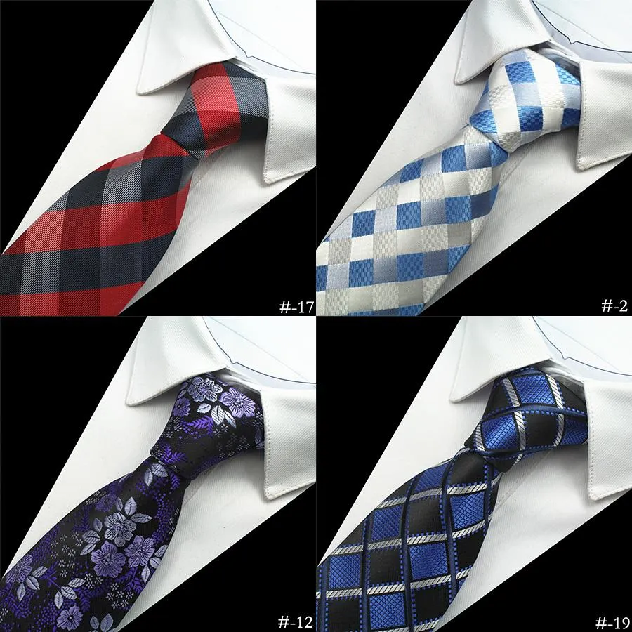 1200 Needles 100% Silk Men's Plaid Striped Neck Ties for Classic Wear