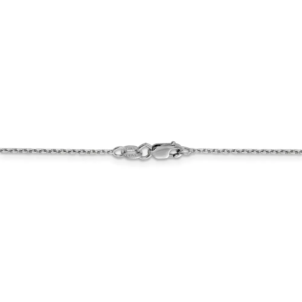 1.25mm 14k White Gold Diamond Cut Solid Rolo Chain Necklace