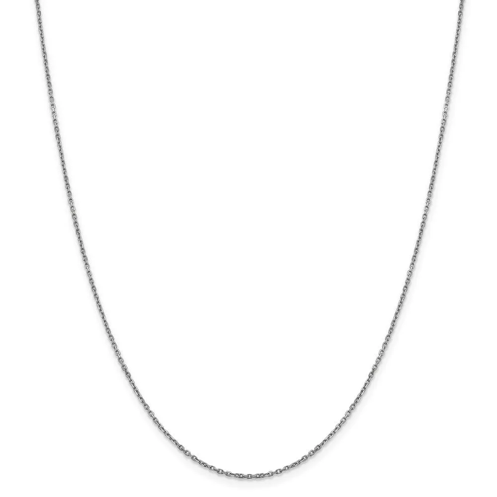 1.25mm 14k White Gold Diamond Cut Solid Rolo Chain Necklace