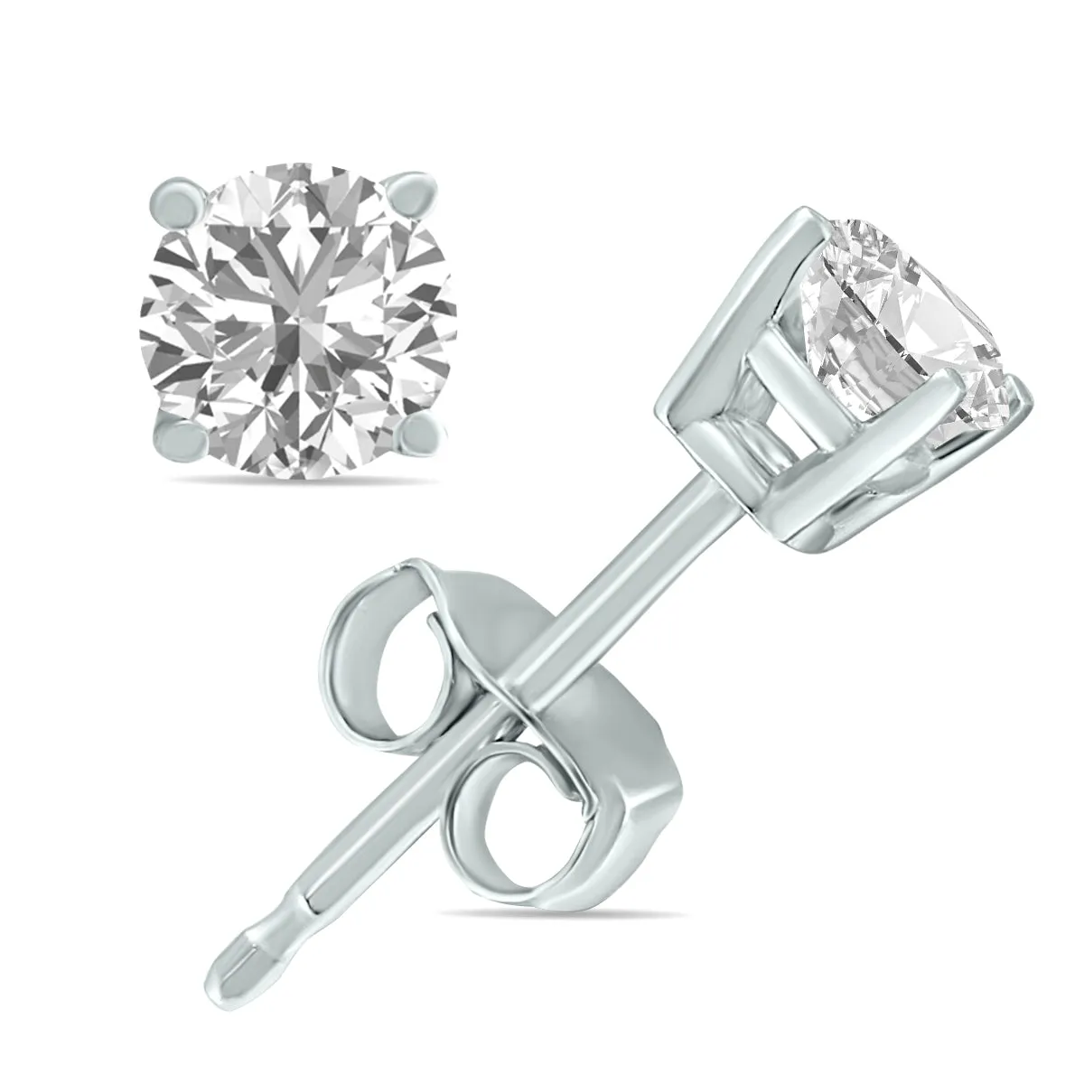 1/4 Carat Tw Lab Grown Diamond Round Solitaire Stud Earrings In 14K White Gold