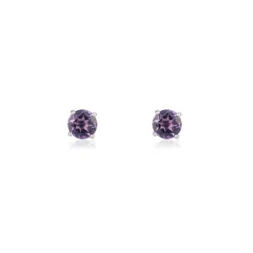 14k Gold Round Amethyst Studs