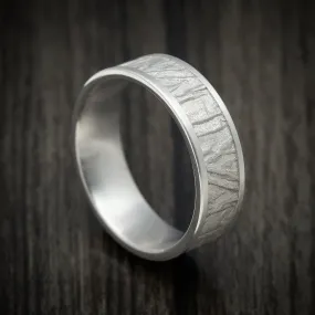 14K White Gold Textured Wedding Men's Band