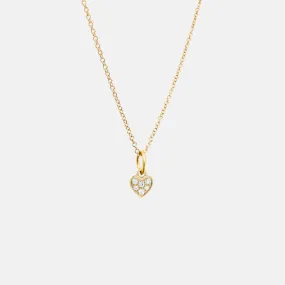 14K Yellow Gold Petite Diamond Heart Necklace - Sample Sale