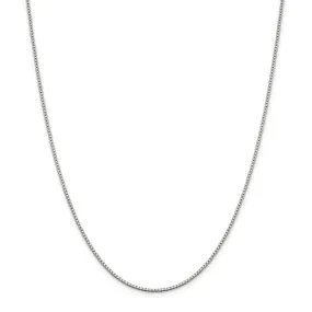 1.4mm Rhodium-Plated Sterling Silver Solid Box Chain Necklace