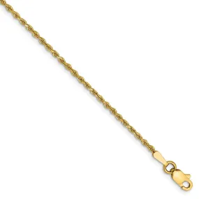 1.5mm 14k Yellow Gold Diamond Cut Solid Rope Chain Bracelet