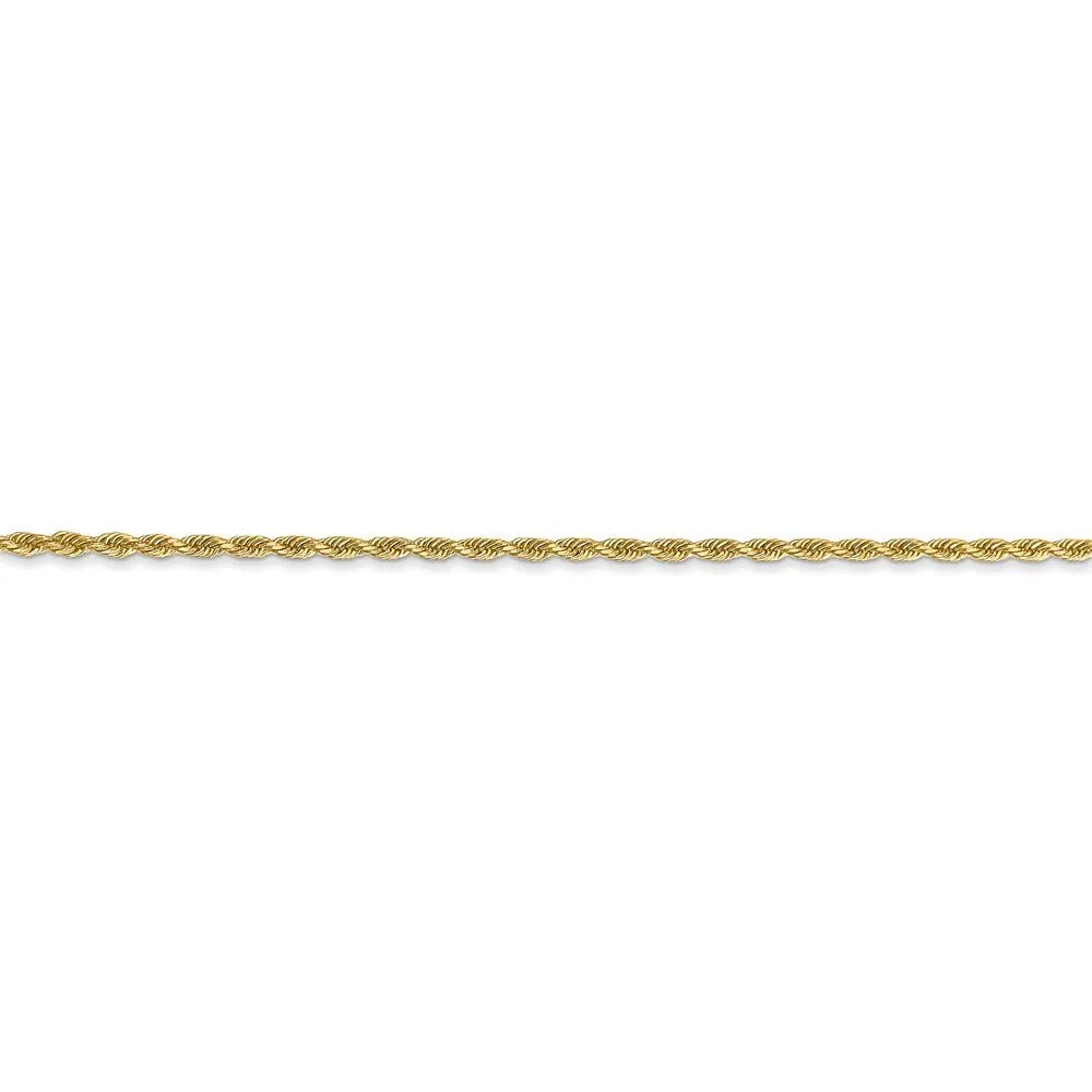 1.5mm 14k Yellow Gold Diamond Cut Solid Rope Chain Bracelet