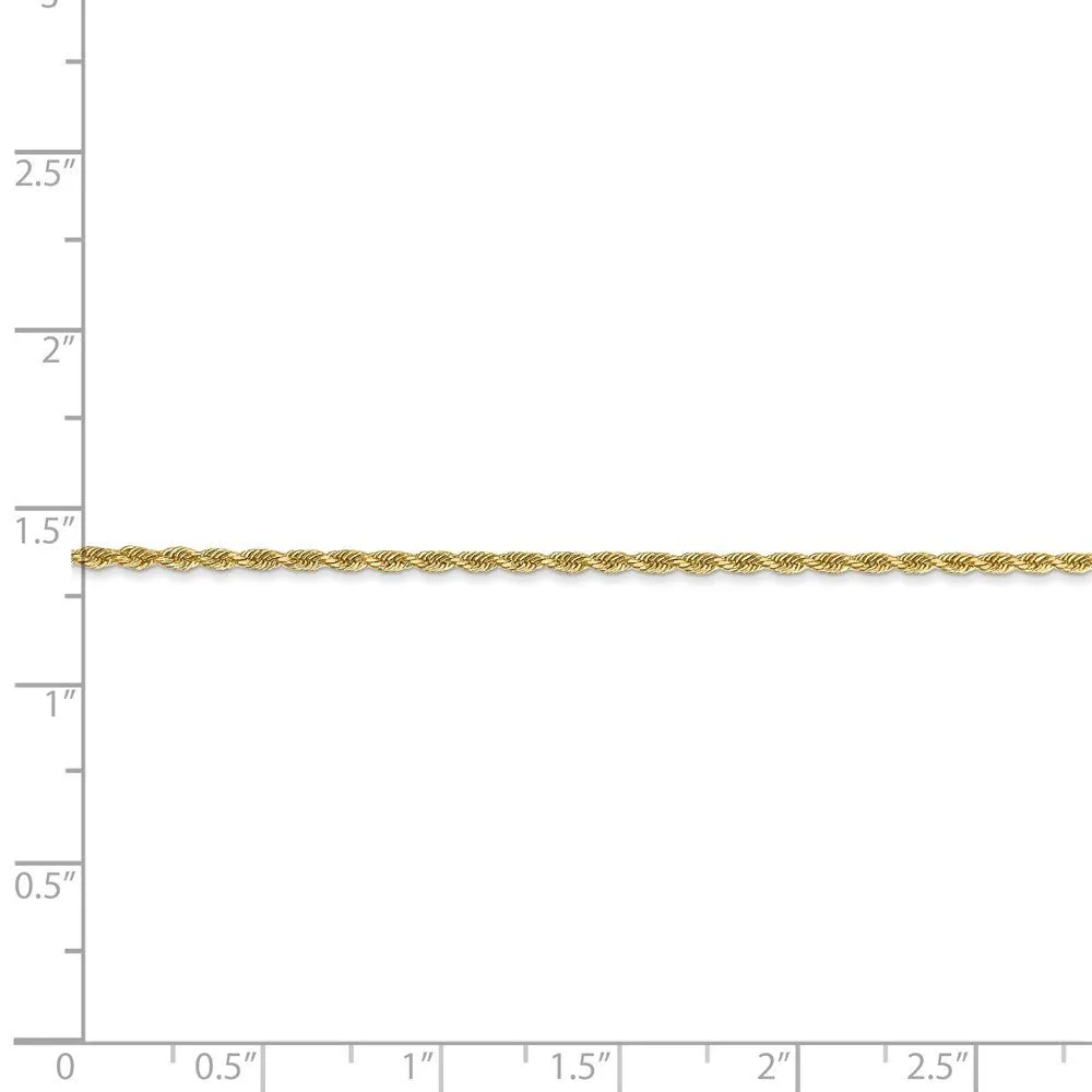 1.5mm 14k Yellow Gold Diamond Cut Solid Rope Chain Bracelet