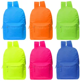 17" Bright Wholesale School Backpack in 6 Colors for Kids - Bulk Case of 24 Backpacks