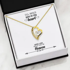 18K Gold Plated Heart Necklace -LOVE Forever Heart Necklace With Remembrance Message Card