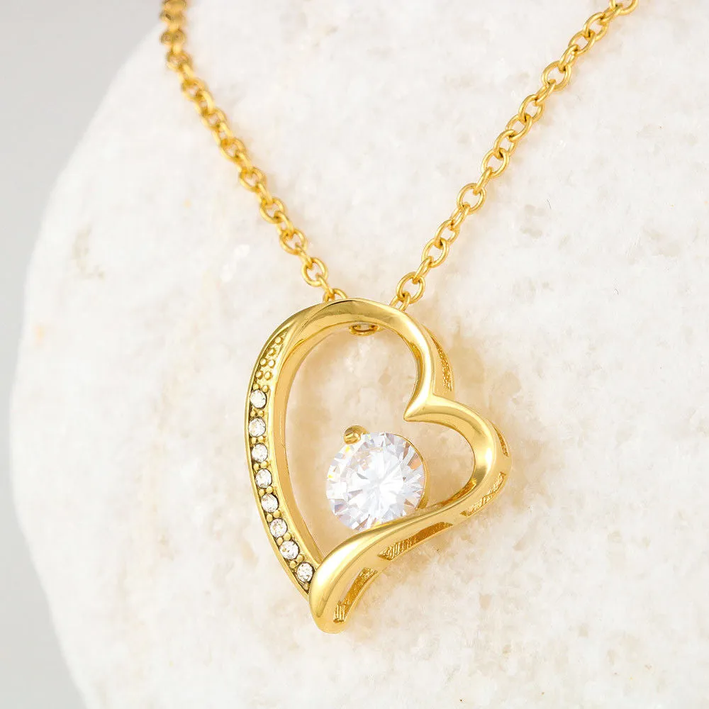 18K Gold Plated Heart Necklace -LOVE Forever Heart Necklace With Remembrance Message Card