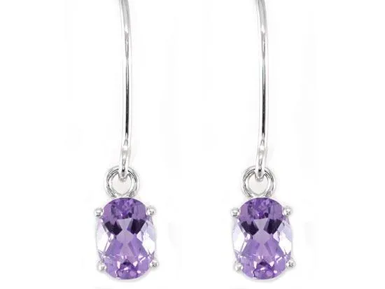 2 Carat Genuine Purple Amethyst 925 Sterling Silver Dangle Fine Earrings MXFE8001