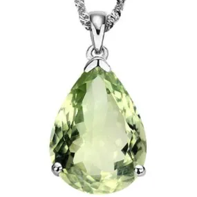 5.77 CT GREEN AMETHYST 10KT SOLID GOLD PENDANT