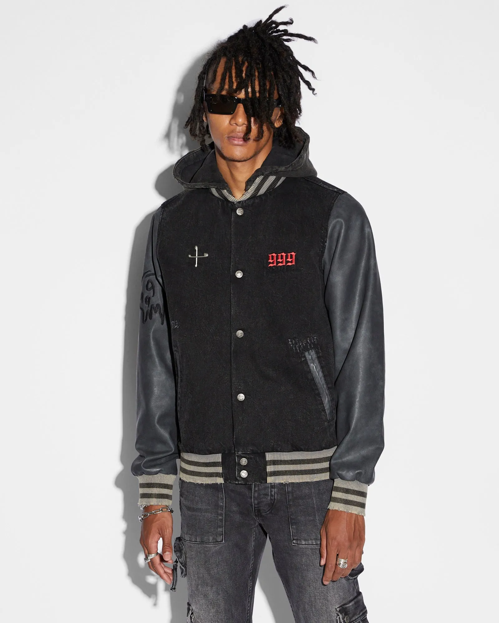 999 KOLLEGE JACKET - FADED BLACK