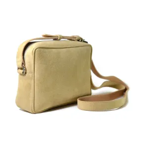 A & Furst - Medium Crossbody - Handbag, Saffron Beige Color Suede Leather