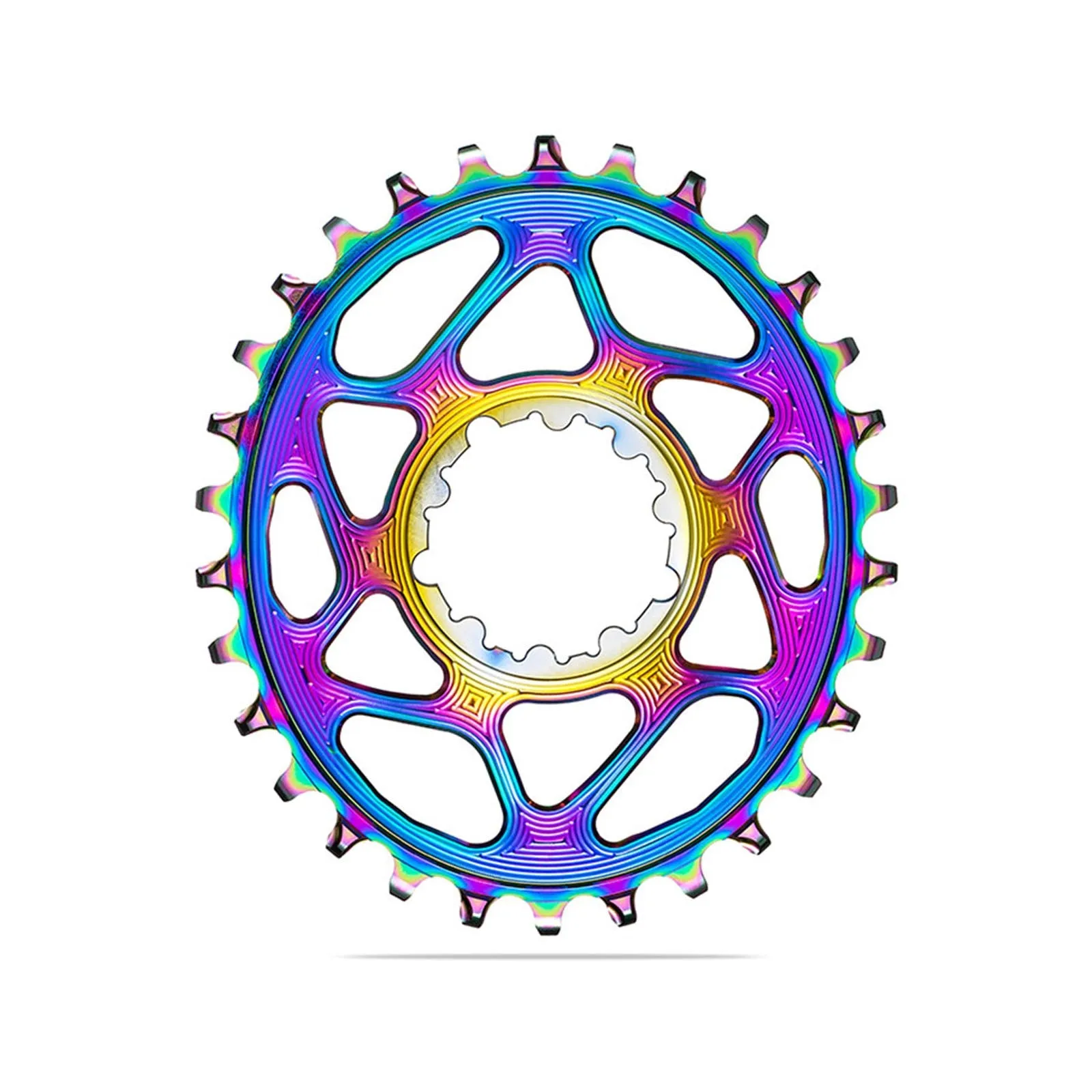 Absolute Black Oval MTB Chainring, 1X Shimano Direct Mount, HG  12 Speed - PVD Rainbow