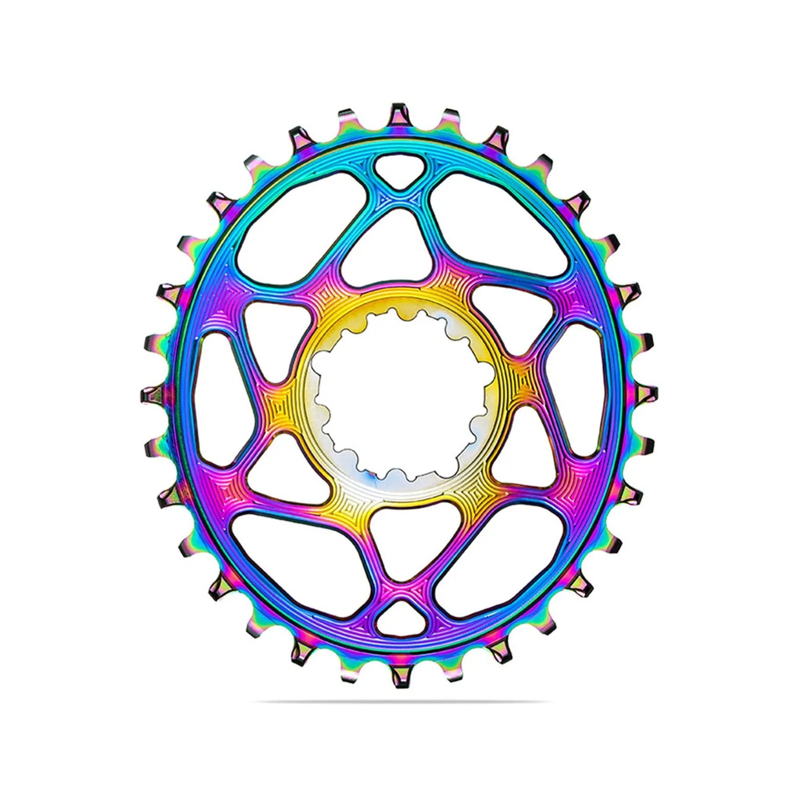 Absolute Black Oval MTB Chainring, 1X Shimano Direct Mount, HG  12 Speed - PVD Rainbow