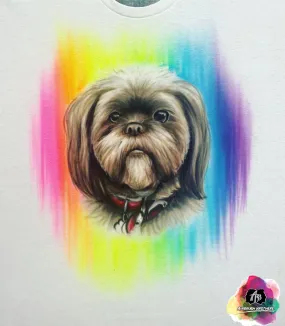 Airbrush Pet Portrait With Rainbow Design