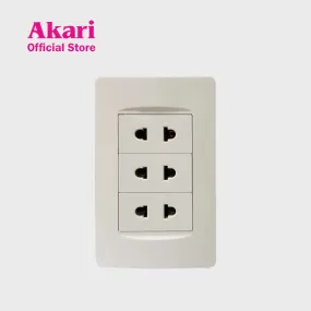 Akari 3 Gang 2 Pin Universal Outlet (AWD-Z8202-3)