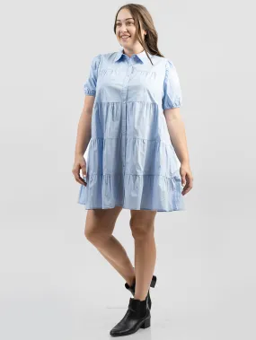 American Bling Women Poplin Short Sleeve Layered Shirt Dress AB-D1017（Prepack 6 Pcs）