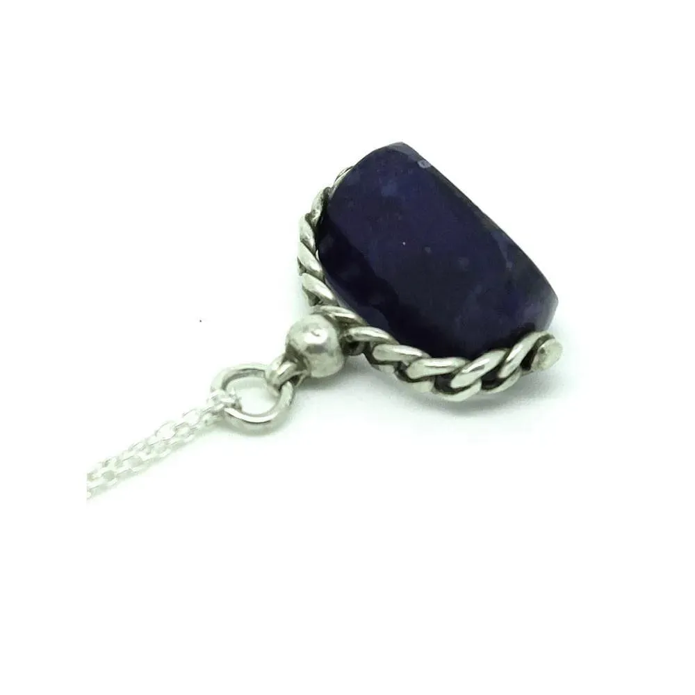 Antique Victorian Lapis Lazuli Silver Fob Gemstone Necklace