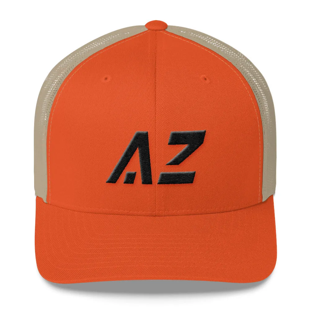 Arizona - Mesh Back Trucker Cap - Black Embroidery - AZ - Many Hat Color Options Available