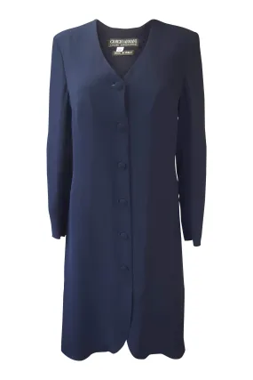 ARMANI Blue Silk Blend Knee Length Coat (IT 42)