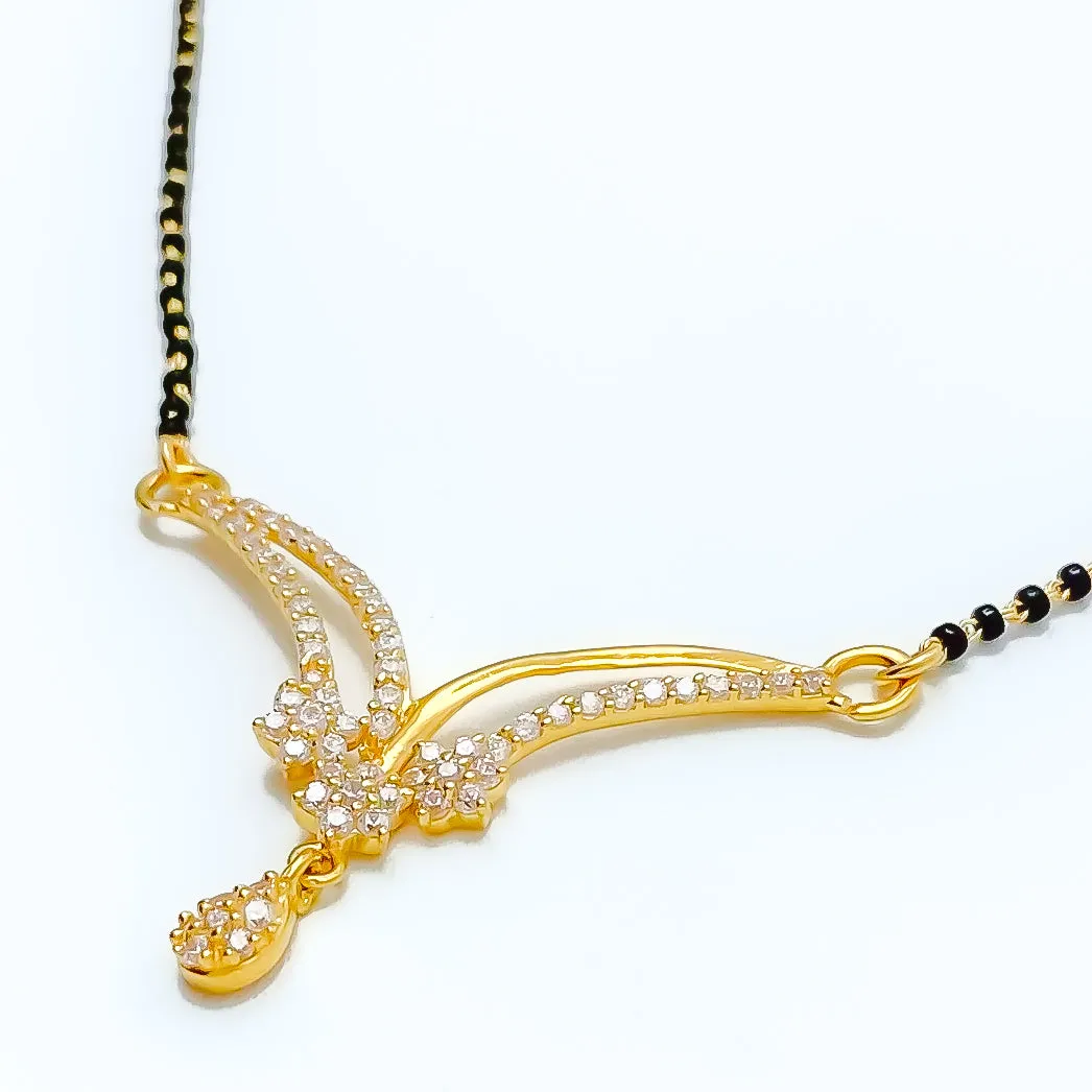 Attractive V Shaped Floral CZ Mangal Sutra