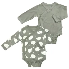 Babys Organic Long Sleeve Kimono Bodysuit/Onesie 2 Pack