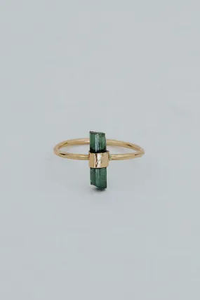 Banded Crystal Ring - Dark Green Tourmaline