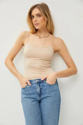 BASIC SOLID CAMI: LT Taupe