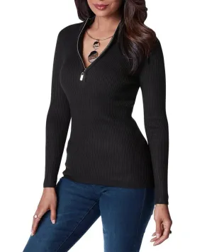 Basics Ribbed Half Zip up Cashmere Wool Blend Merino Sweater Jumper