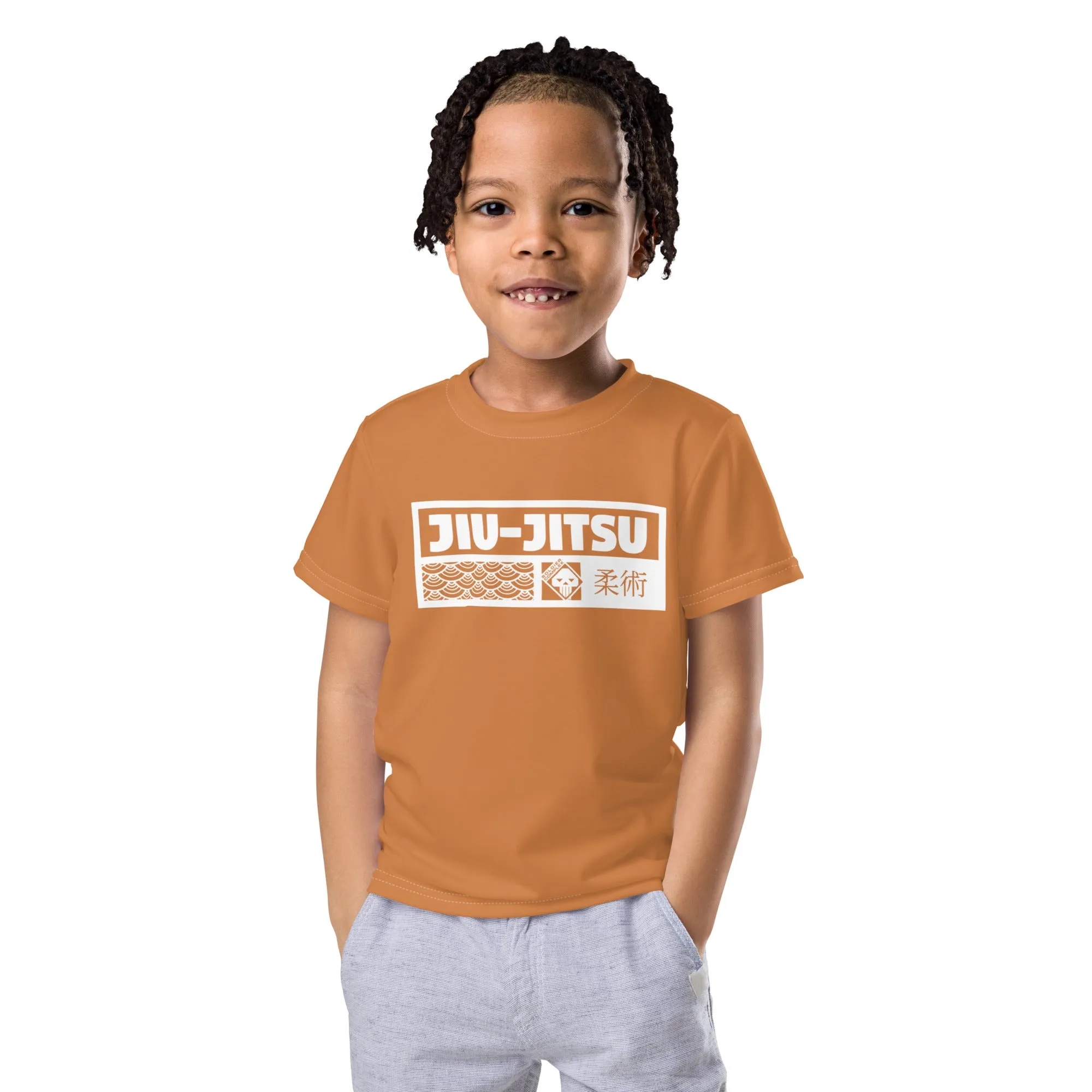 Beach Day Essential: Boy's Short Sleeve Jiu-Jitsu Rash Guard - Raw Sienna