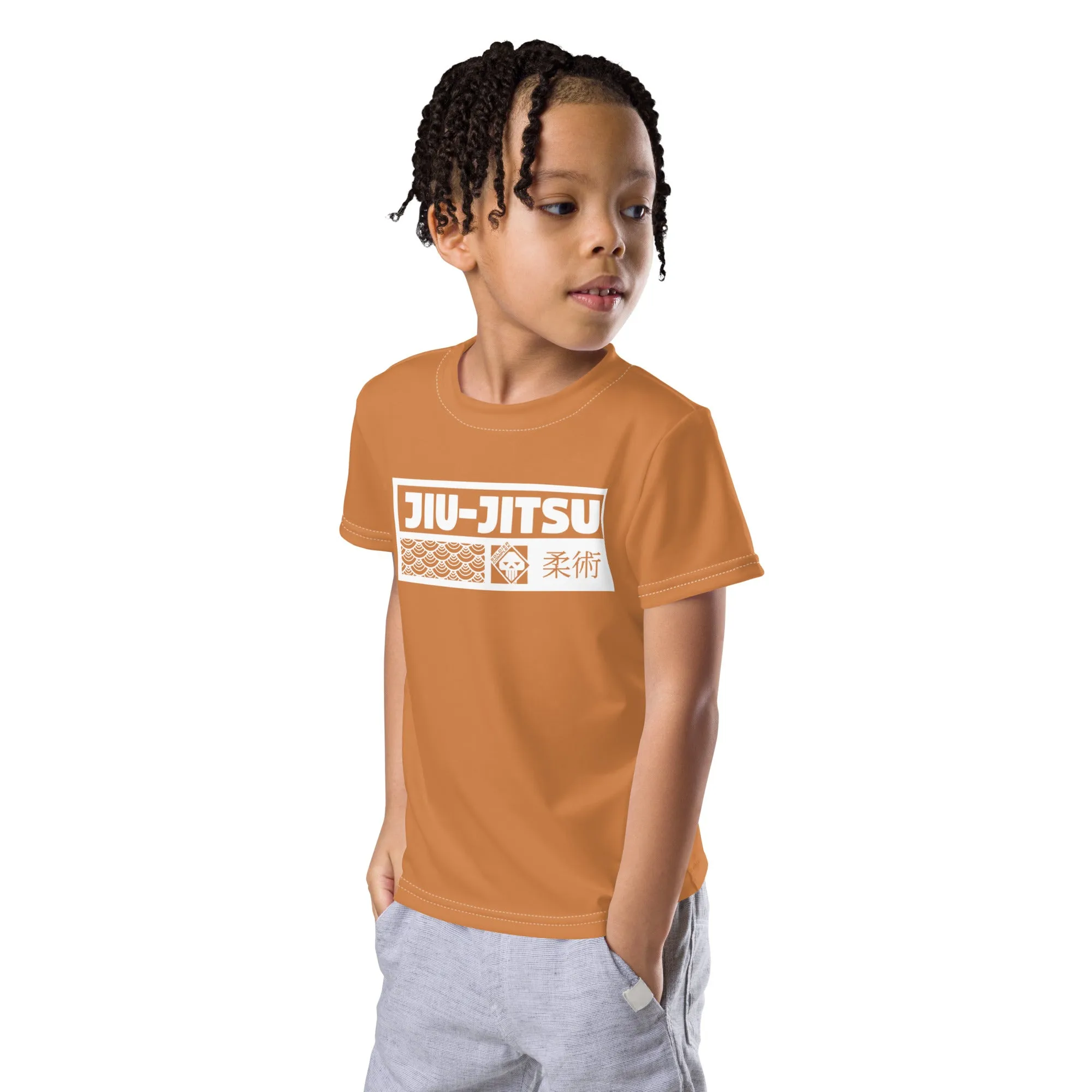 Beach Day Essential: Boy's Short Sleeve Jiu-Jitsu Rash Guard - Raw Sienna