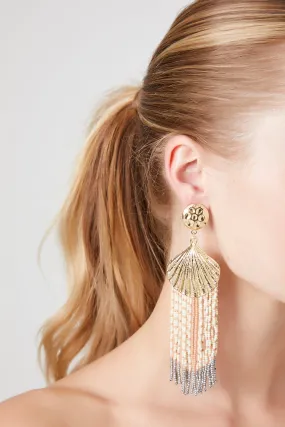 Beaded Seashell Fringe Earrings