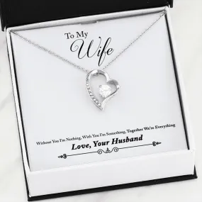 Beautiful Cubic Zirconia LOVE Necklace With Husband To Wife "Together We Are Everything" Message Card