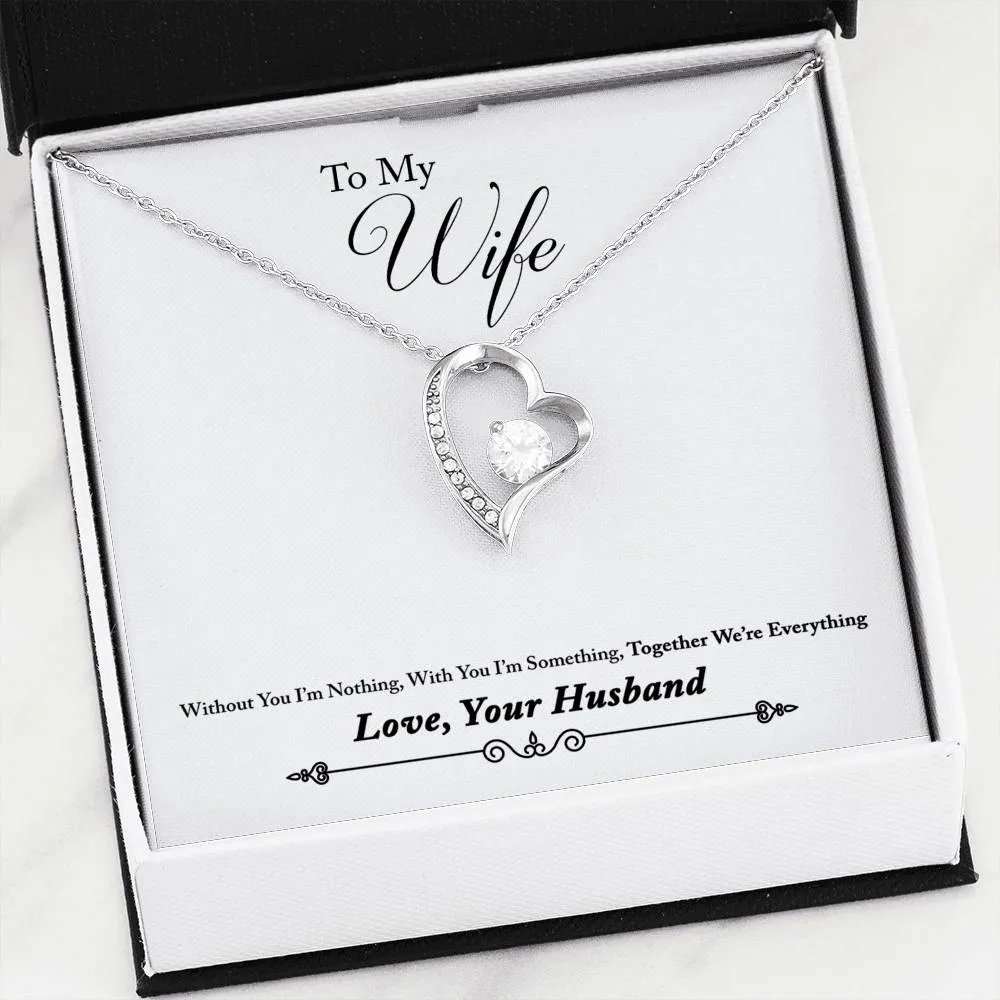 Beautiful Cubic Zirconia LOVE Necklace With Husband To Wife "Together We Are Everything" Message Card