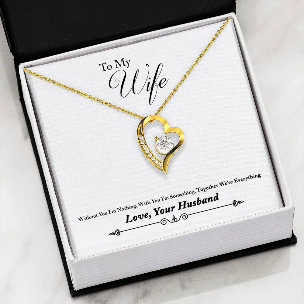 Beautiful Cubic Zirconia LOVE Necklace With Husband To Wife "Together We Are Everything" Message Card