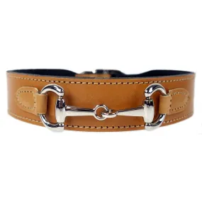 Belmont Dog Collar in Buckskin & Nickel