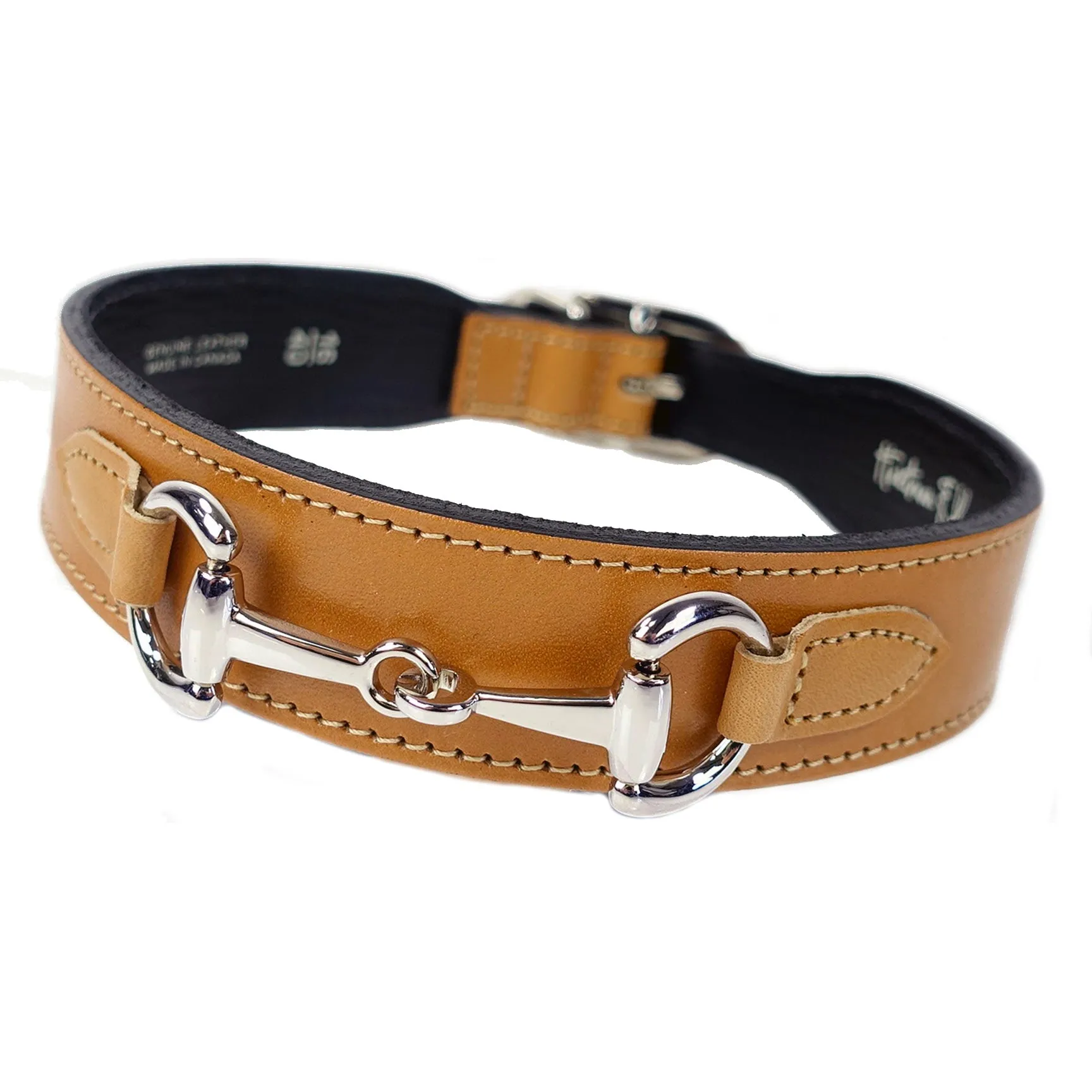 Belmont Dog Collar in Buckskin & Nickel