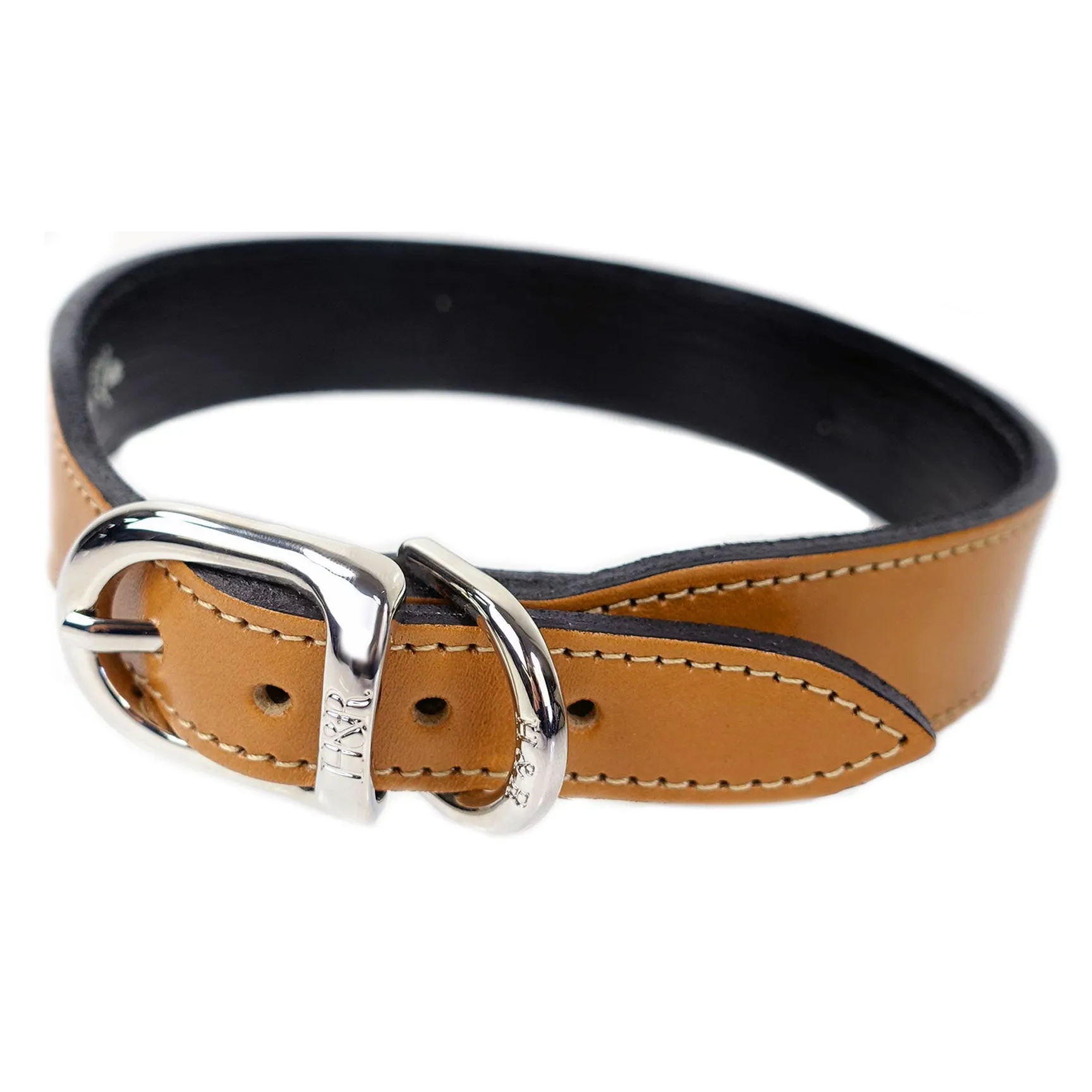 Belmont Dog Collar in Buckskin & Nickel