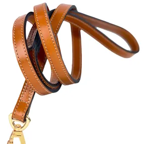 Belmont Dog Leash in Buckskin & Gold