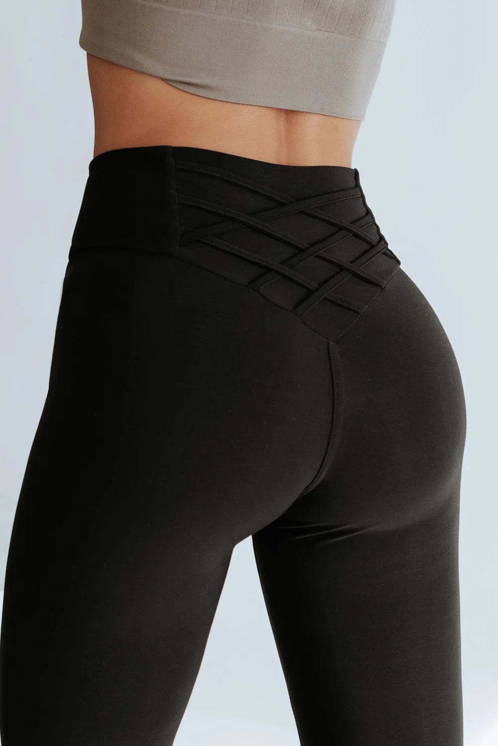 Black Criss Cross Slim High Waist Leggings