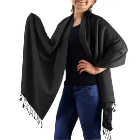 Black Peach Couture Pashmina Silk Wrap 70% Cashmere & 30% Silk Blend